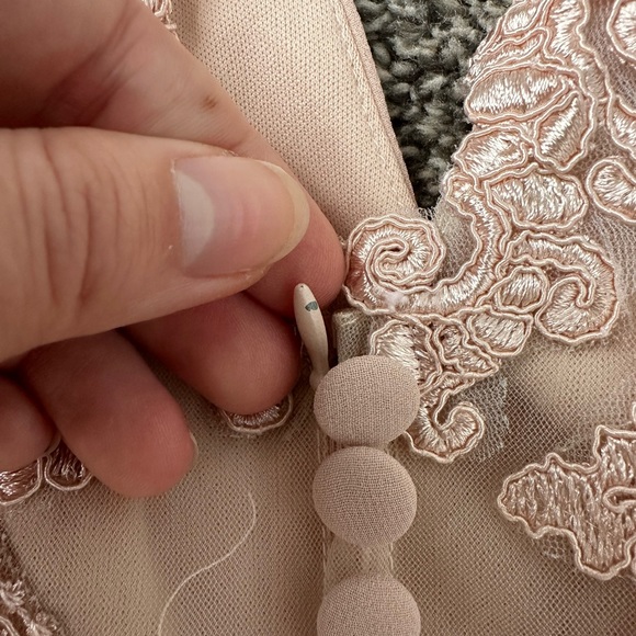 Lulus Romantic Ways Blush Pink Lace Button Up Back Dress - Picture 11 of 11